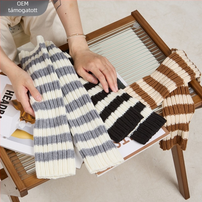 Foremost Női csíkos kötött karvédők – Meleg, 15% gyapjú / 85% akril, Télen és Ősszel