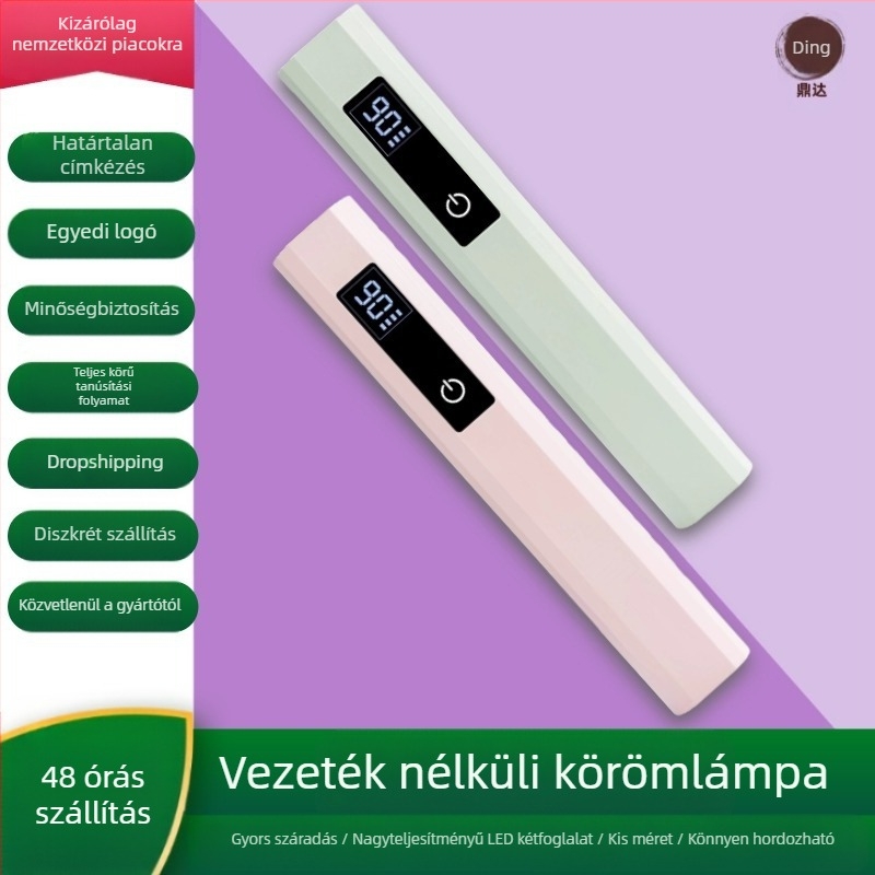 Kézben tartható mini vezeték nélküli körömlámpa LCD-kijelzővel a gyorsszárítású manikűrhöz