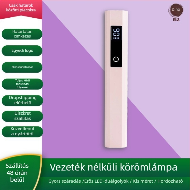 Kézben tartható mini vezeték nélküli körömlámpa LCD-kijelzővel a gyorsszárítású manikűrhöz