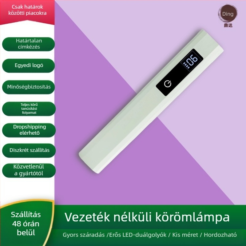 Kézben tartható mini vezeték nélküli körömlámpa LCD-kijelzővel a gyorsszárítású manikűrhöz