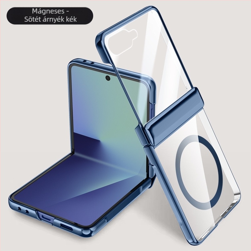 Samsung Galaxy Z Flip7 PC tok elektroplattált zsanérral és mágneses záróhéjjal, beépített fóliával, kopásállóság és ütésállóság