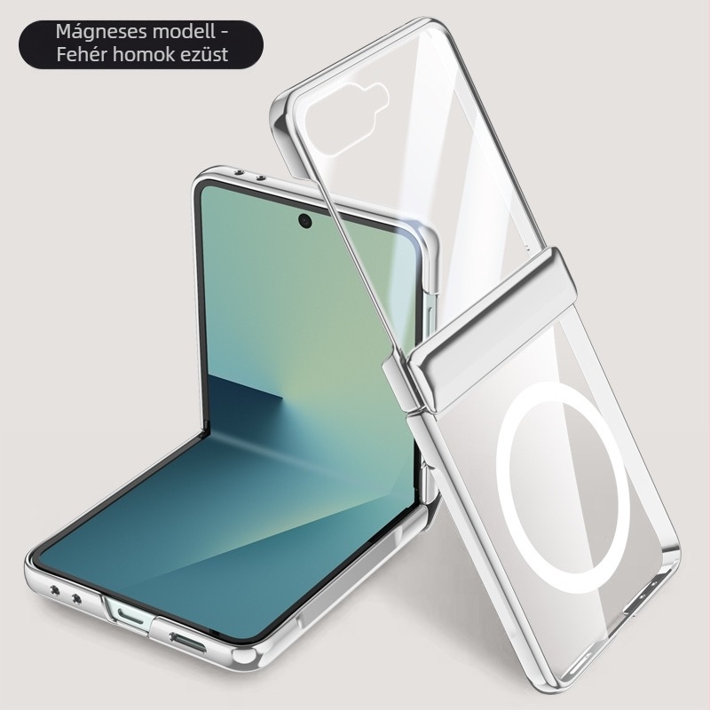 Samsung Galaxy Z Flip7 PC tok elektroplattált zsanérral és mágneses záróhéjjal, beépített fóliával, kopásállóság és ütésállóság