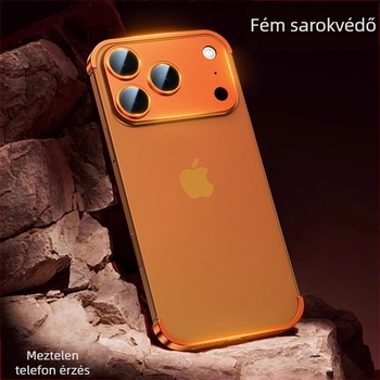 Fémes négy sarkú alátét iPhone 17 Pro Max tokhoz, ultra‑vékony keret nélküli lencsevédő