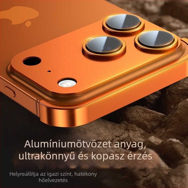 Fémes négy sarkú alátét iPhone 17 Pro Max tokhoz, ultra‑vékony keret nélküli lencsevédő