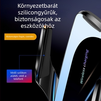 Autótelefon-tartó, légcsatornába rögzíthető, szenzoros automatikus nyitás-zárás, 15W vezeték nélküli töltés, Snap-On rögzítés