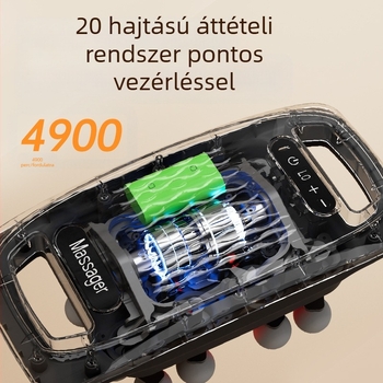 Újratölthető többfejű masszírozó izomlazításhoz, derék és hátsó területekre, magas frekvenciájú vibráció, 6+ fej, beépített 2000–4000 mAh akkumulátor, 1–3 óra üzemidő, alacsony zaj