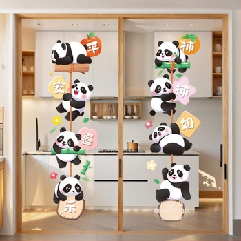 Nagy panda falikép matricák gyerekszobába — PVC, vízálló, öntapadós, aranyos állatminták