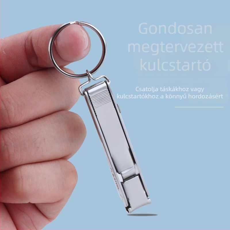 Összecsukható rozsdamentes acél körömcsipesz zárómechanizmussal és beépített reszelővel – hordozható, sík szájú, háztartási stílus