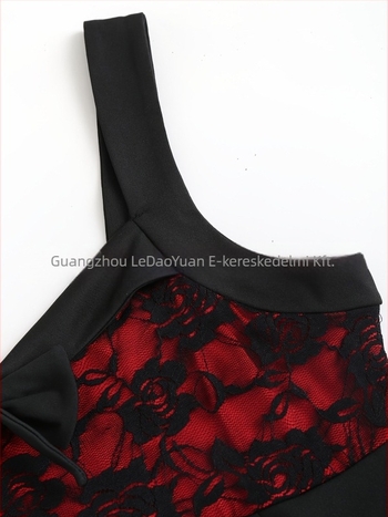 Rózsaszín csipke mintás két részes ruha és bolero szett, középméretű ruha, kötött, poliészter és spandex, retro stílus
