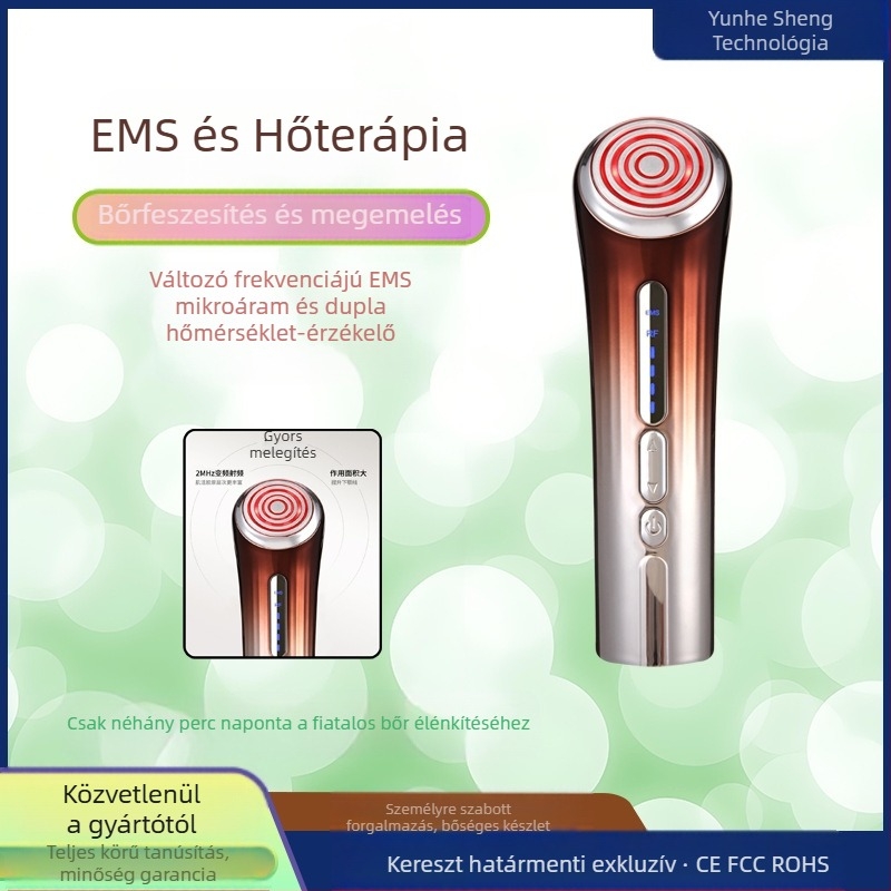 Rádiófrekvás arcápoló készülék ultrahangos tisztítással, vörös fény terápiával és EMS mikroáram masszázzsal – IPX6 vízálló, hordozható