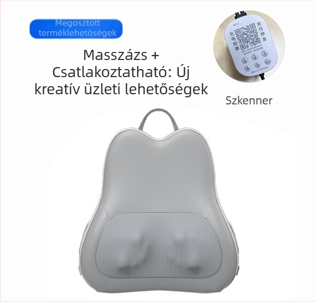 Almaszerű formájú masszírozó párna, 6+ masszázsfejjel, nyakra, hátra, deréktáji, csípőre és lábakra; 3. fokozat; mechanikus masszázs