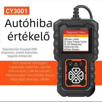 CY3001 OBD II autódiagnosztikai műszer, 9-16V, működési hőmérséklet -40 és 65 °C között