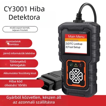 CY3001 OBD II autódiagnosztikai műszer, 9-16V, működési hőmérséklet -40 és 65 °C között