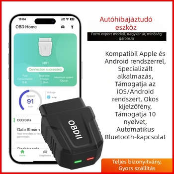 OBD2 diagnosztikai szkenner autókhoz, V011, ELM327-kompatibilis, 9-15V, 0-50°C, OBD2-hoz