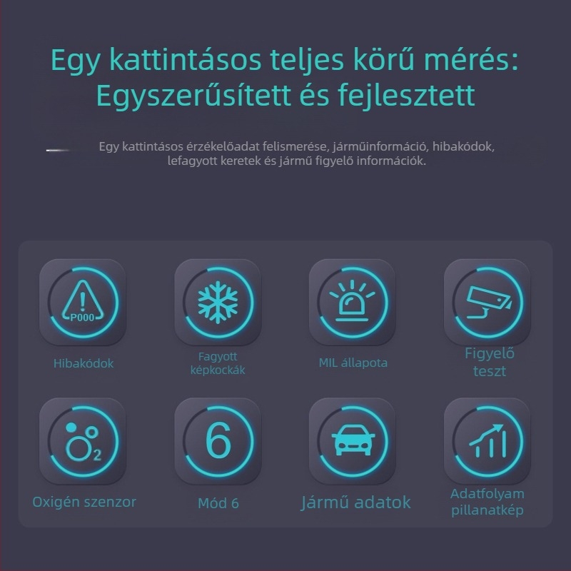 OBD2 diagnosztikai szkenner autókhoz, V011, ELM327-kompatibilis, 9-15V, 0-50°C, OBD2-hoz