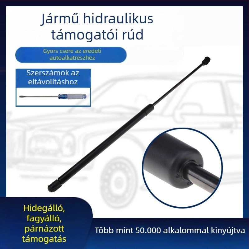 Volkswagen motorháztető hidraulikus gázrugó – szabad típusú, tömörítéses működés, anyag: rugóacél, út 160 mm, szerelési távolság 400 mm