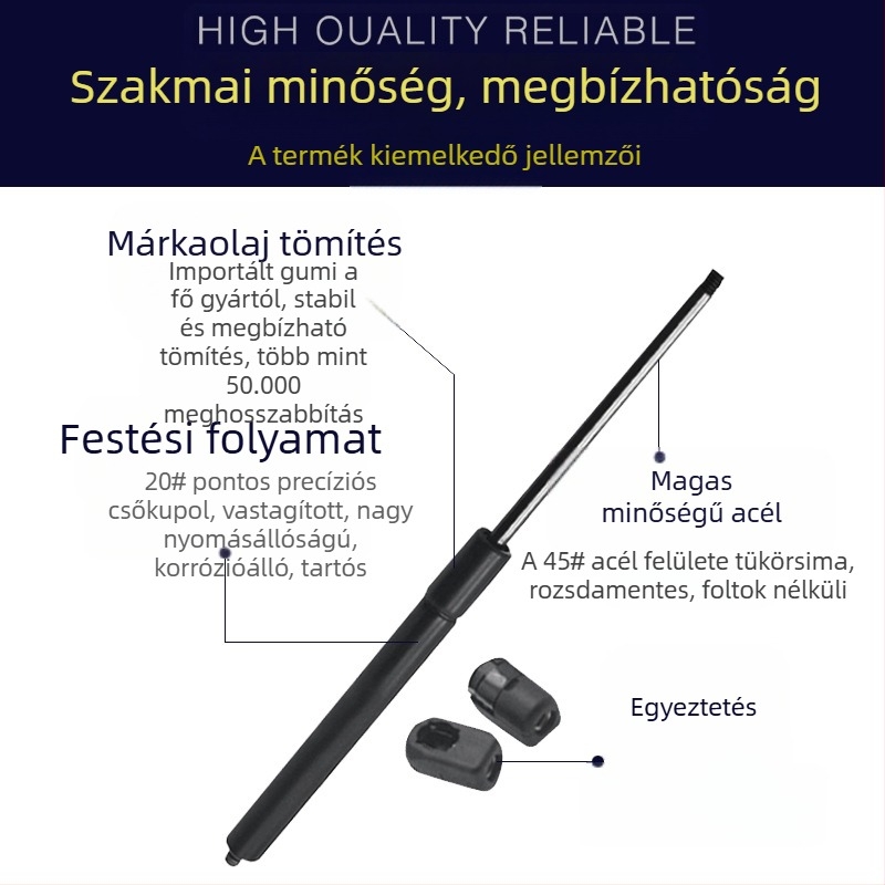 Volkswagen motorháztető hidraulikus gázrugó – szabad típusú, tömörítéses működés, anyag: rugóacél, út 160 mm, szerelési távolság 400 mm