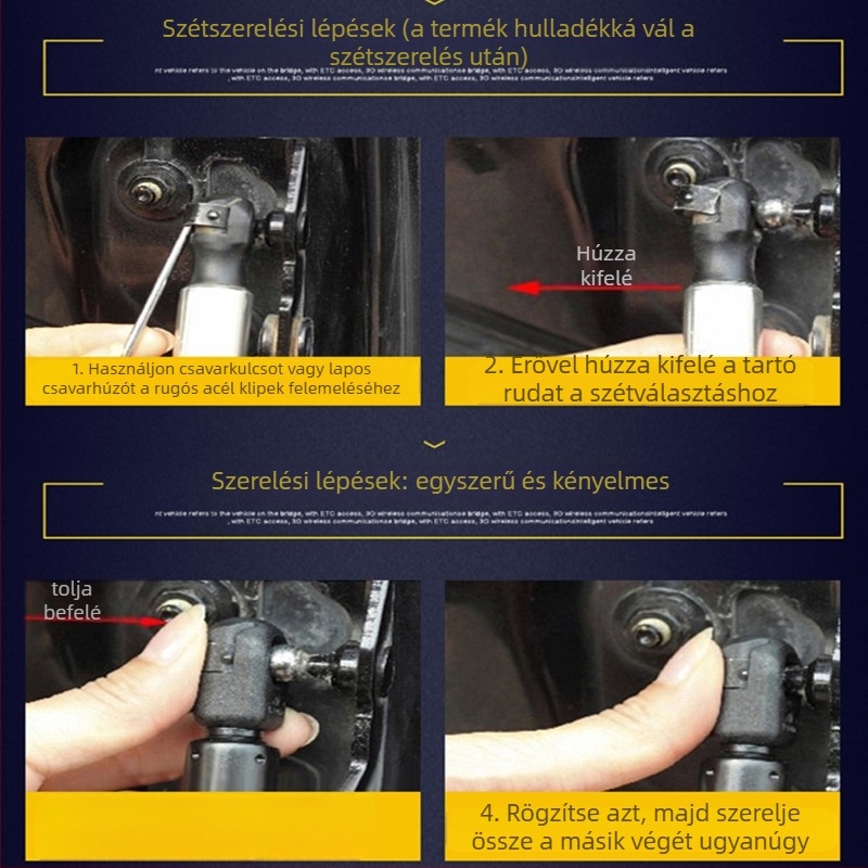 Volkswagen motorháztető hidraulikus gázrugó – szabad típusú, tömörítéses működés, anyag: rugóacél, út 160 mm, szerelési távolság 400 mm