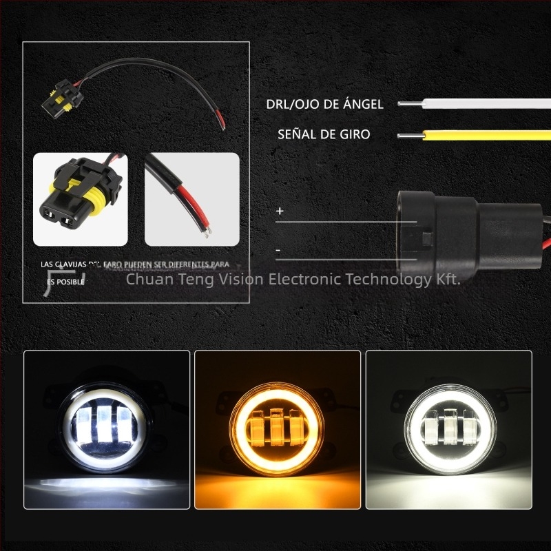 LED ködlámpa Jeep Wrangler terepjáró SUV-hoz alumínium házban, 6000K színhőmérséklet, tükröző kupak, 0.75 A áram