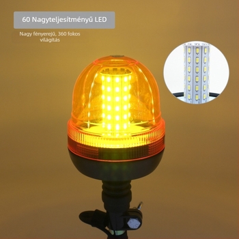 60 LED-es mezőgazdasági gép figyelmeztető lámpa, 12-24V, 2A, PC+ABS ház