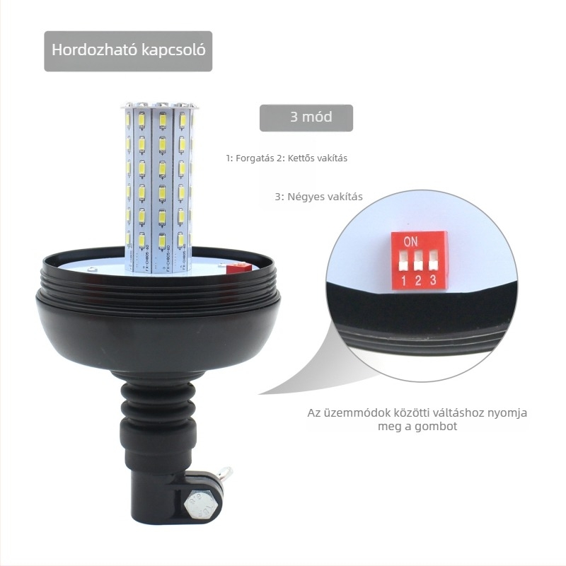 60 LED-es mezőgazdasági gép figyelmeztető lámpa, 12-24V, 2A, PC+ABS ház
