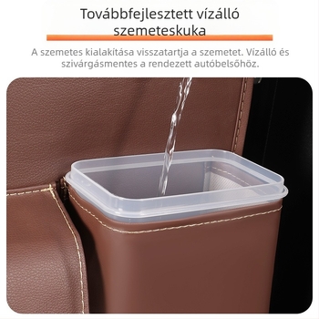 Juntu bőr autóülés hátsó tárolója zsebkendő tartóval és vízálló szemeteszsákkal