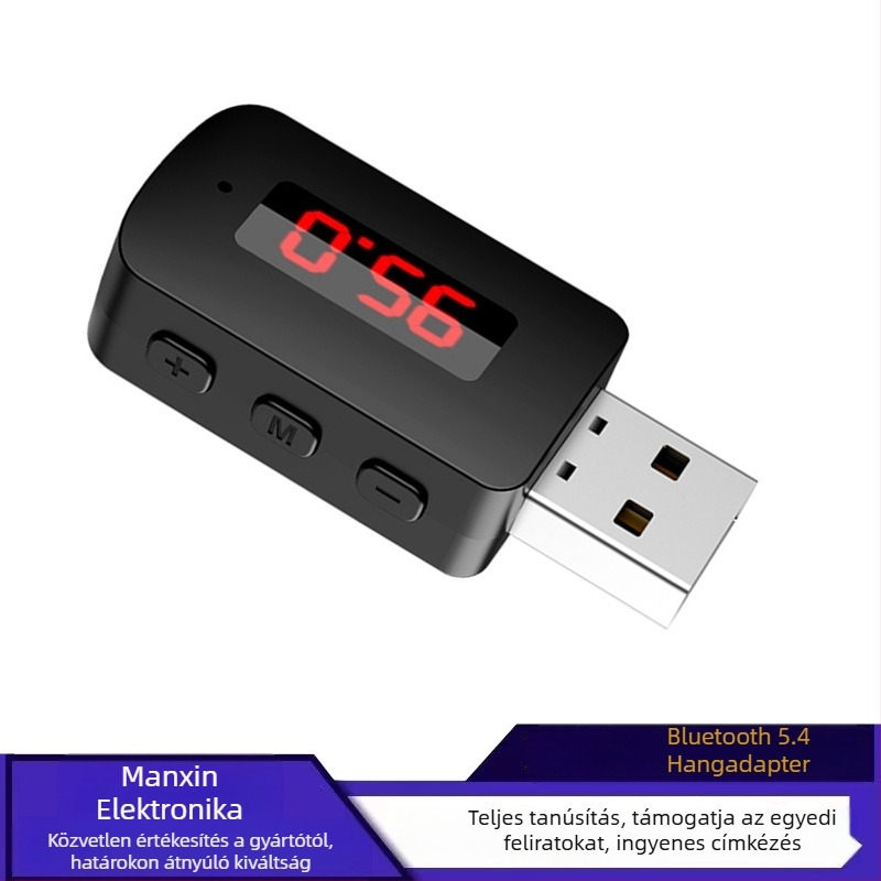 Bluetooth 5.4 USB hangvevő/adó MX-M10 autóhoz, Plug-and-Play, 100 Mbps, 10 m hatótávolság