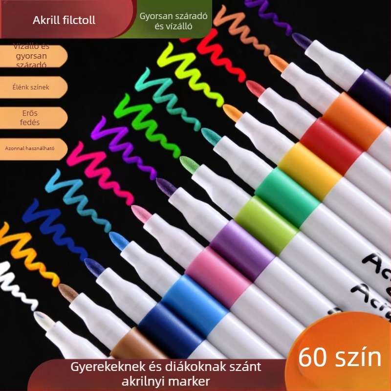 Akril marker tollkészlet művészethez – vízálló, nem fakul, graffitihez, kerámiához és akvarellhez alkalmas – Joyful
