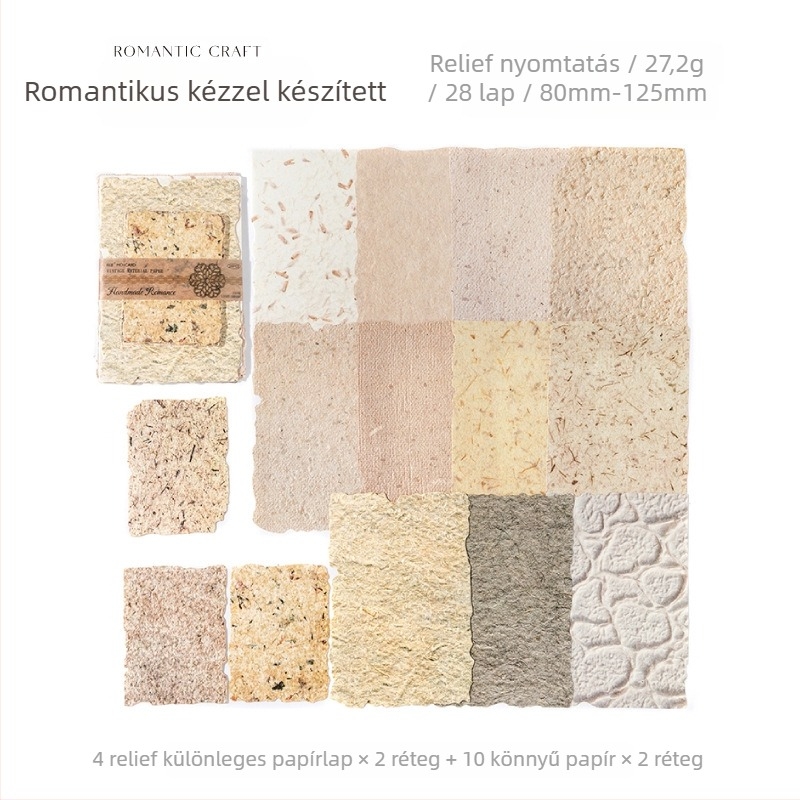 Kézműves papír – Light & Shadow sorozat, vintage napló DIY alapanyag, 28 lap, 6 dizájn