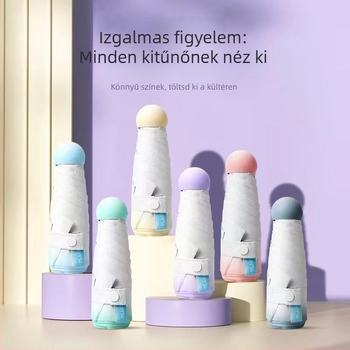 Ötágú mini esernyő, ultrakönnyű, kézi nyitás, 6 bordás keret rostból, tengely ötvözet, 210T anyag, UPF 50+
