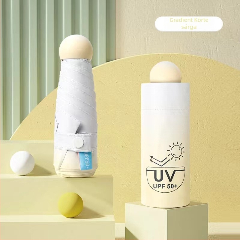 Ötágú mini esernyő, ultrakönnyű, kézi nyitás, 6 bordás keret rostból, tengely ötvözet, 210T anyag, UPF 50+