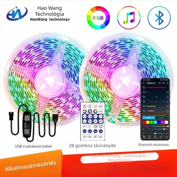 RGB szalag mágikus színekkel, USB 5V, Bluetooth alkalmazásvezérlés, 30/60 LED/m, vízálló