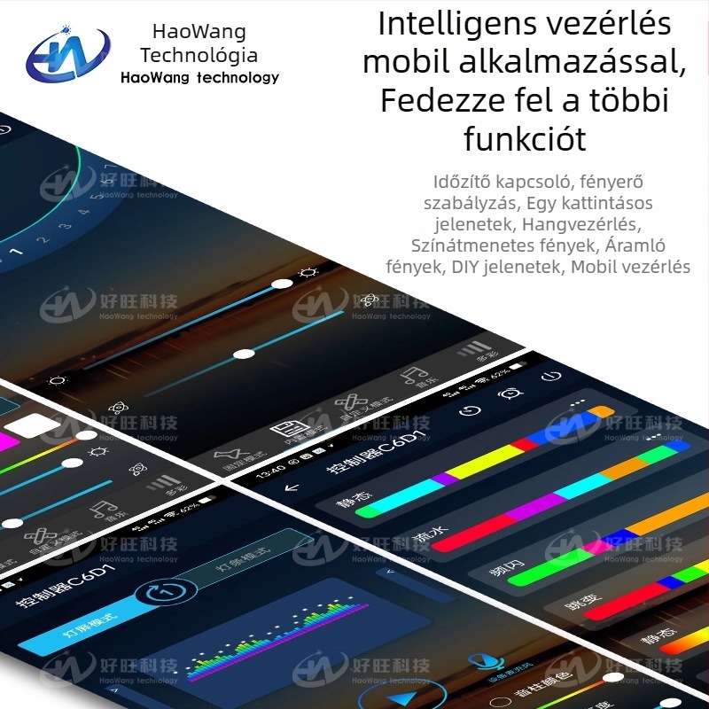 RGB szalag mágikus színekkel, USB 5V, Bluetooth alkalmazásvezérlés, 30/60 LED/m, vízálló