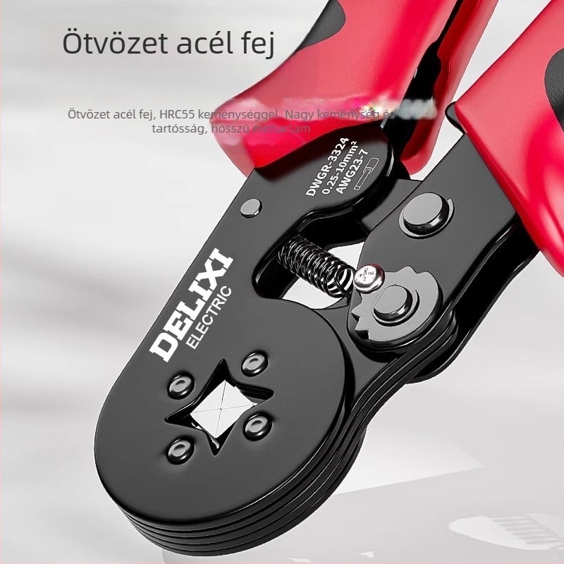 Delixi Többcélú termináls krimpelő fogó készlet – tűtípusú, hideg krimpelés, ötvözött acél