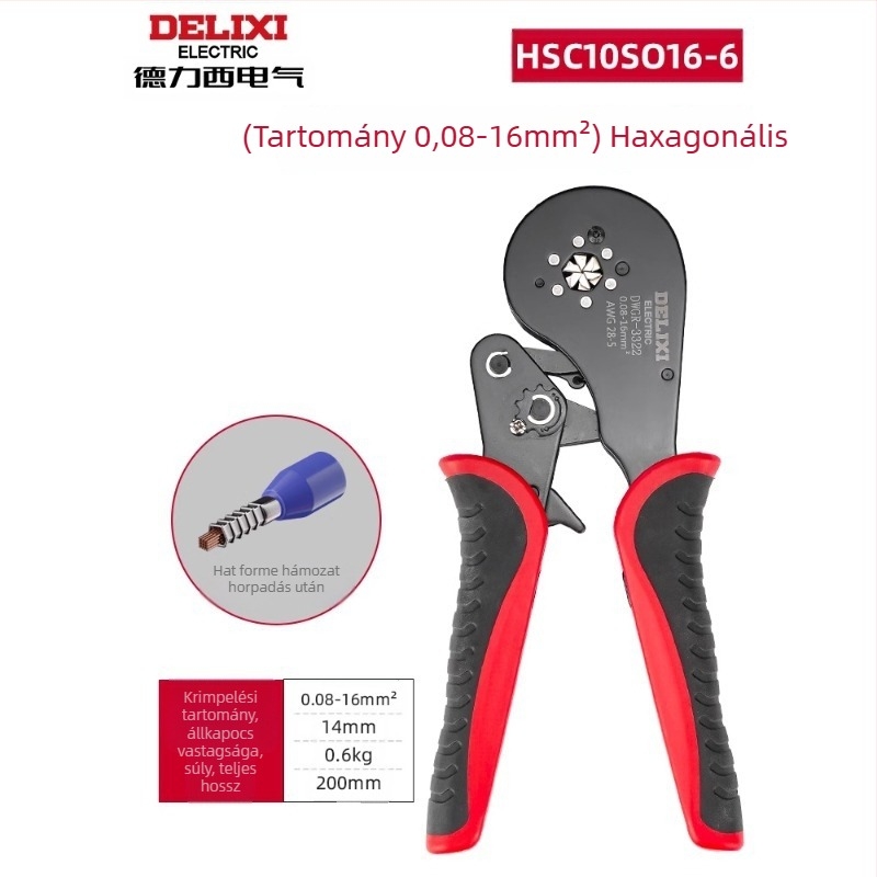 Delixi Többcélú termináls krimpelő fogó készlet – tűtípusú, hideg krimpelés, ötvözött acél