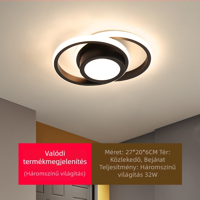 Skandináv modern stílusú mennyezeti lámpa előcsarnok és folyosó részére – 220V, LED fényforrás, 5–10 m² terület, CRI 80–90, élettartam 10000 óra