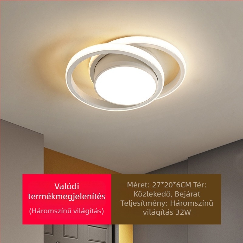 Skandináv modern stílusú mennyezeti lámpa előcsarnok és folyosó részére – 220V, LED fényforrás, 5–10 m² terület, CRI 80–90, élettartam 10000 óra