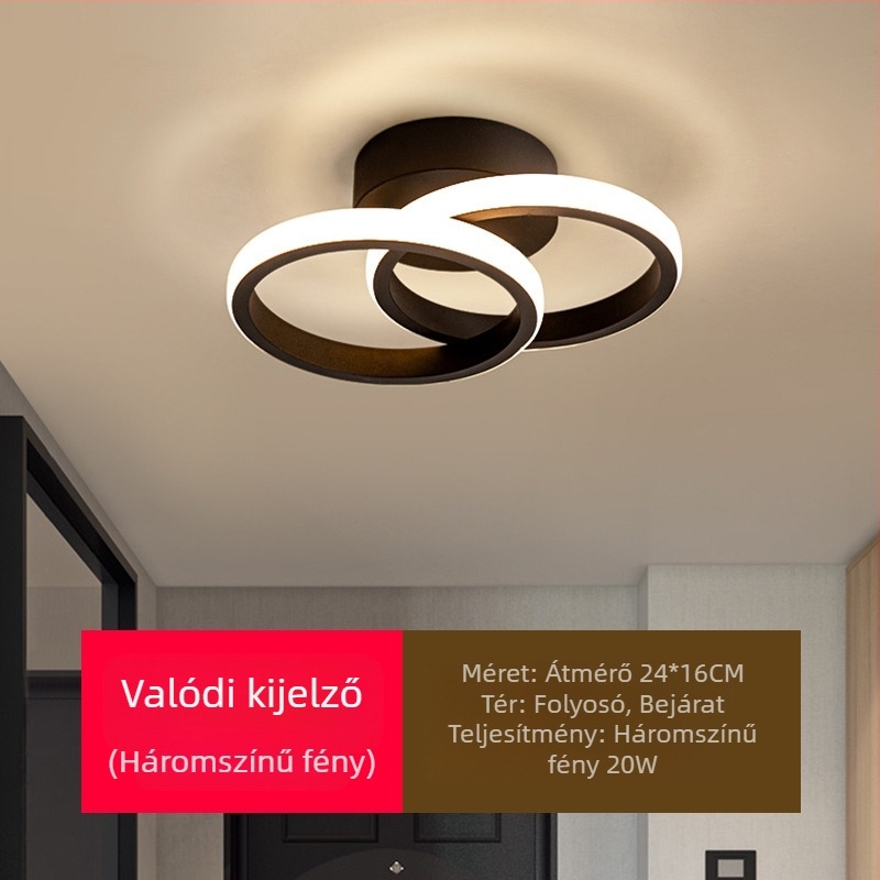 Skandináv modern stílusú mennyezeti lámpa előcsarnok és folyosó részére – 220V, LED fényforrás, 5–10 m² terület, CRI 80–90, élettartam 10000 óra