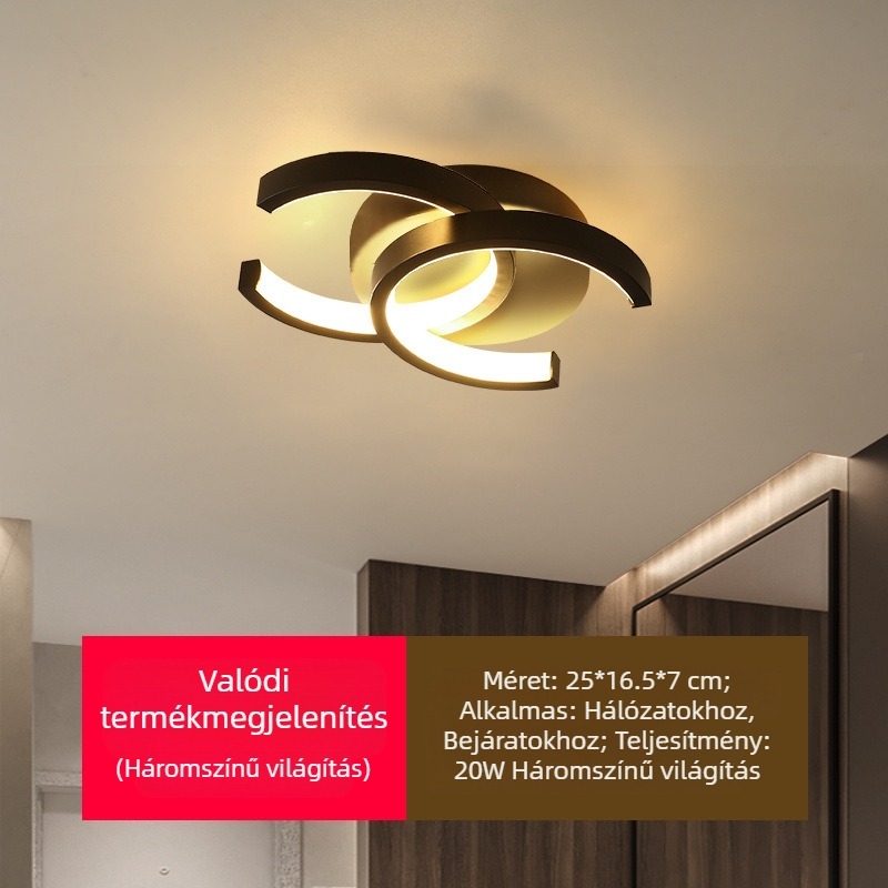 Skandináv modern stílusú mennyezeti lámpa előcsarnok és folyosó részére – 220V, LED fényforrás, 5–10 m² terület, CRI 80–90, élettartam 10000 óra