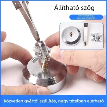 Általános hegesztő csipesz, asztali könyöktípusú kialakítás, visszacsapó klipsz, egyenes és görbült állkapcsokkal, csúszásmentes fogakkal