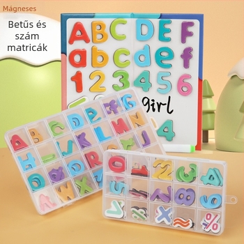 Korai oktatás mágneses betű- és szám matricák – papír játék, 3–6 éveseknek, szellemi fejlődés, alapvető matematikai készségek (összeadás és kivonás)