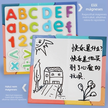 Korai oktatás mágneses betű- és szám matricák – papír játék, 3–6 éveseknek, szellemi fejlődés, alapvető matematikai készségek (összeadás és kivonás)