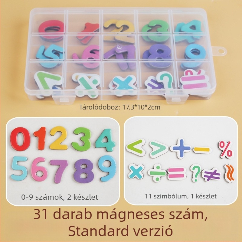 Korai oktatás mágneses betű- és szám matricák – papír játék, 3–6 éveseknek, szellemi fejlődés, alapvető matematikai készségek (összeadás és kivonás)