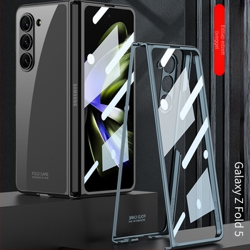 Samsung Z Fold7/6/5-höz PC-kemény tok elektroplattált fantom dizájnnal, védőfóliával a hajlított kijelzőhöz