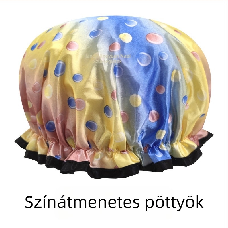 PEVA vízálló, dupla rétegű zuhanysapka nőknek, testreszabható, logó nélküli