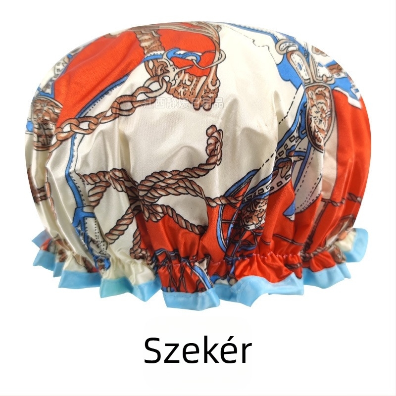 PEVA vízálló, dupla rétegű zuhanysapka nőknek, testreszabható, logó nélküli