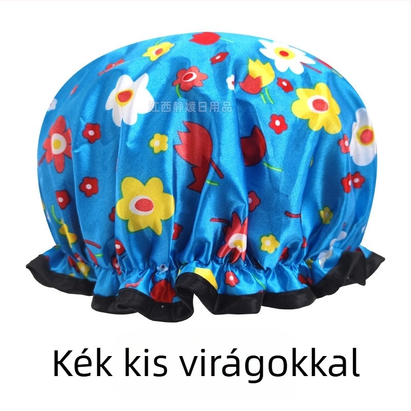 PEVA vízálló, dupla rétegű zuhanysapka nőknek, testreszabható, logó nélküli