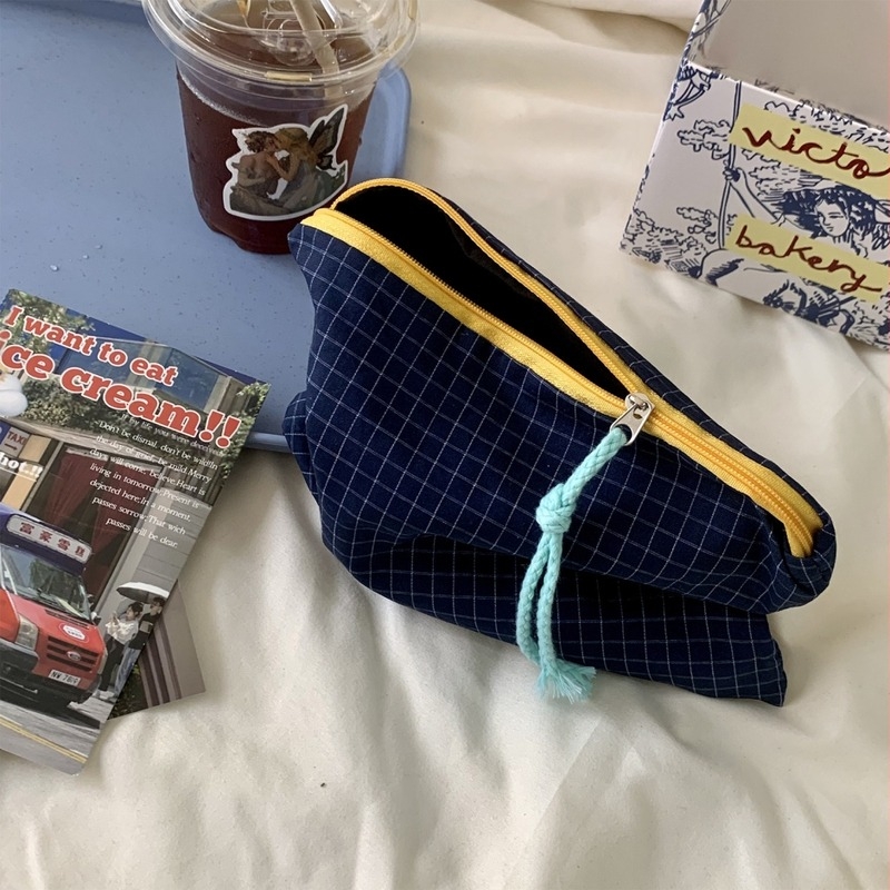 Női kozmetikai táska pamut béléssel és csíkos mintával, sminkecset szervező, hordozható utazótáska