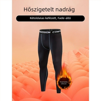 Férfi melegítő sportnadrág fleece belsővel, szorosan illeszkedő, 90% poliészter keverék, egész éves viselet