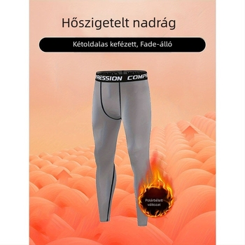 Férfi melegítő sportnadrág fleece belsővel, szorosan illeszkedő, 90% poliészter keverék, egész éves viselet